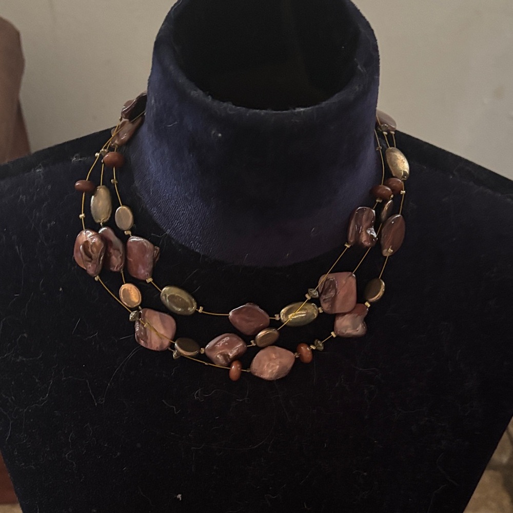 Elegant Multi-Strand Stone Necklace